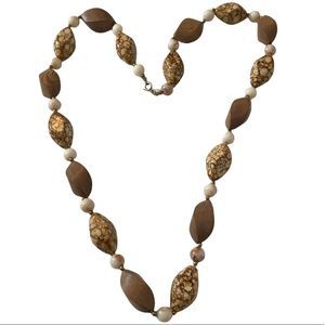 Vintage Wood and Bead Necklace